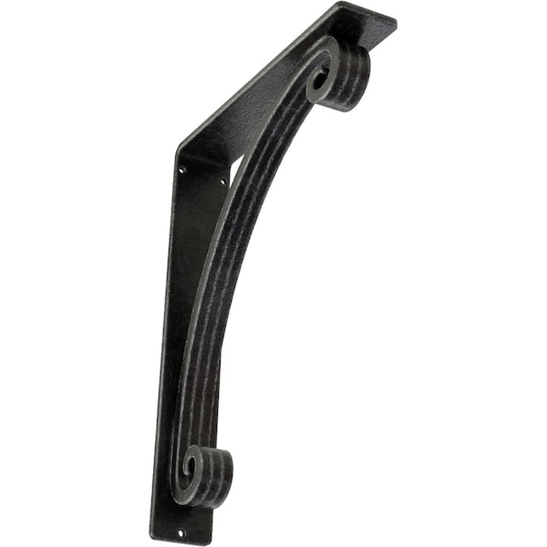 Ekena Millwork Legacy Wrought Iron Bracket, (Triple center brace), Antiqued Pewter 2"W x 10"D x 12"H BKTM02X10X12TLEAPW - main